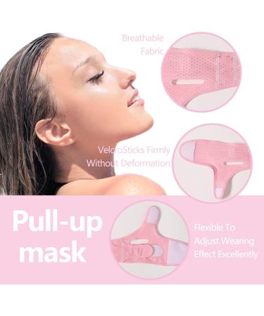 VIKSAUN Facial Strap Tape Double Chin Reducer V-Line Chin Cheek Lift Up Band Facial Lifting Belt Anti Wrinkle Lifting Chin Correction Belt Strap for Women Men (Pink) - Buy Online on GoSupps.com
