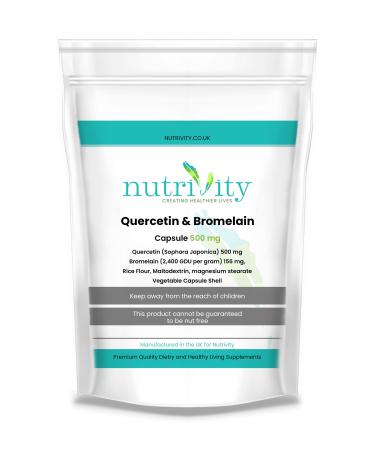 Quercetin & Bromelain Veg Capsules Immune Booster Swollen Joints by Nutrivity (30)