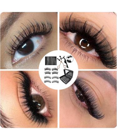 XdealCozyxc 4 Pairs Magnetic Eyelashes without Eyeliner Waterproof Reusable Magnetic Eyelashes Natural Look with Eyelash Curler - Buy Online on GoSupps.com