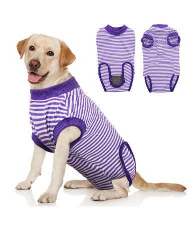 HJUMARAYAN OP BODY DOG - Dog Body after op bitch breathable body dogs after op with Velcro Medical Pet Shirt Dog alternative to the annoying ruff purple striped xl purple striped