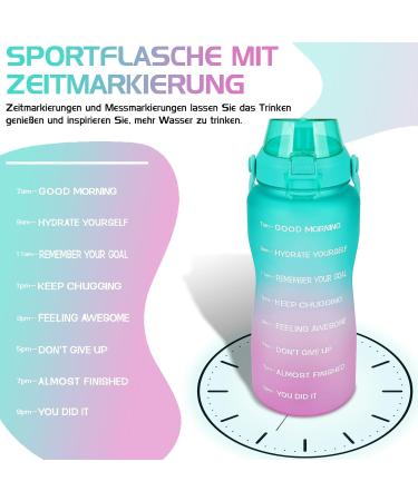 Buy Codicile 2L BPA-Free Drinking Bottle with Straw & Time Marking - Leak-Proof Fitness Hydration Bottle in Green & Pink for Yoga Running & More - Buy Online on GoSupps.com