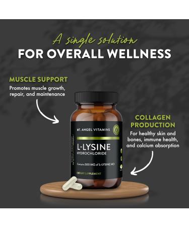 Mt. Angel Vitamins - Premium L-Lysine 500mg Capsules Vegan-Friendly Essential Amino Acid Supports Immune System & Collagen Formation Non-GMO 60 Capsules 60 Count (Pack of 1) - Buy Online on GoSupps.com