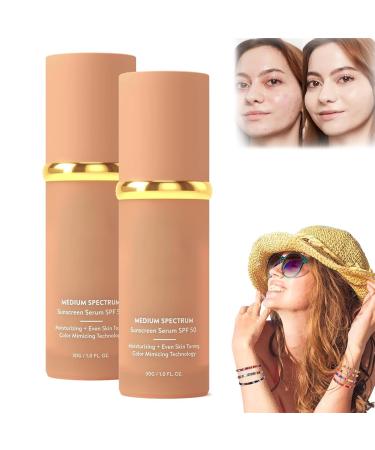 Biomi-mic Foundation 4 in 1 Spectrum Protecting from Sun with SPF50+ Hydrating Medium Full Coverage Concealer Longwearing & Waterproof for Gym Sports Dancing viral on tiktok (2pcs)