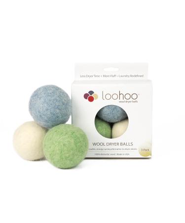 Wool Dryer Balls Deluxe Starter 3-Pack - Natural Alternative to Dryer Sheets Made in USA - Random Mix (Colors Will Vary)