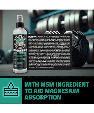 Coach Soak Magnesium Oil Spray with MSM - 8oz Extra Magnesium Chloride Strength 100% Pure Topical Spray for Feet & Body Unscented - Made in USA 8 Fl Oz (Pack of 1) - Buy Online on GoSupps.com