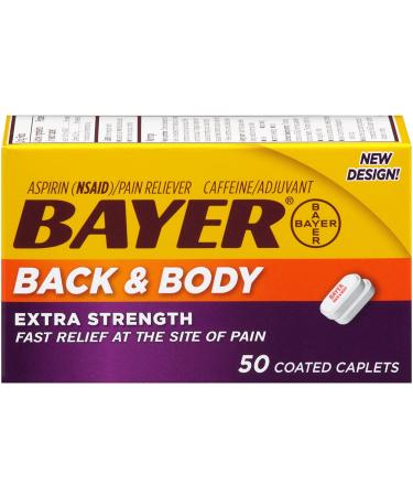 Bayer Back & Body Extra Strength Caplets 50 Caplets (Pack of 4)