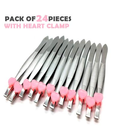Stainless Steel Precision Tweezers Set for Men and Women - 24pcs Slant Tip Tweezers for Facial Hair and Ingrown Hair Removal - Buy Online on GoSupps.com