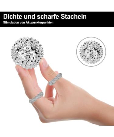 Xoelle 10-Piece Massage Rings & 4 Magnetic Acupressure Balls Set - Finger Massage Ring & Hedgehog Ball for Stress Relief & Circulation | International Shipping Available - Buy Online on GoSupps.com