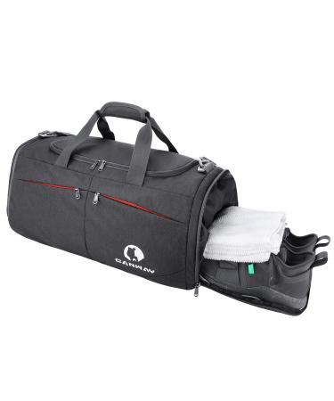Canway Sports Gym Bag, Travel Duffel bag with Wet Pocket & Shoes Compartment for men women, 45L, Lightweight black