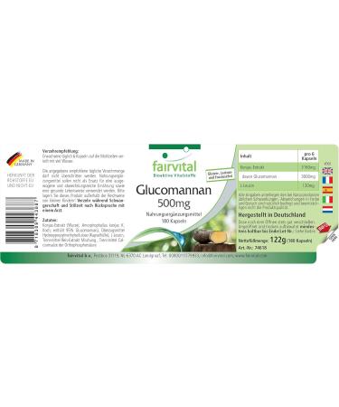 Fairvital | Glucomannan from Konjac root - VEGAN - Highly dosed - 180 capsules - Buy Online on GoSupps.com