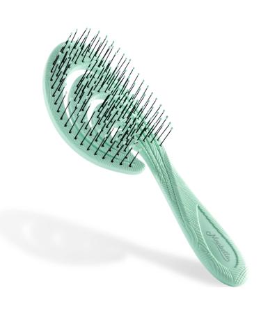 Ninabella Bio Hairbrush for Women Men & Children - Discrowling Without Ziepen for Lure Long Hair & Wet Hair - Sustainable Detanger Brush made of recycled material - green