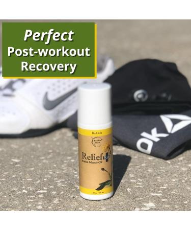 Relief Plus Arnica Muscle Oil All-Natural Roll-On for Sore Muscles & Aching Joints with Cypress Eucalyptus & Helichrysum Brookethorne Naturals - Buy Online on GoSupps.com