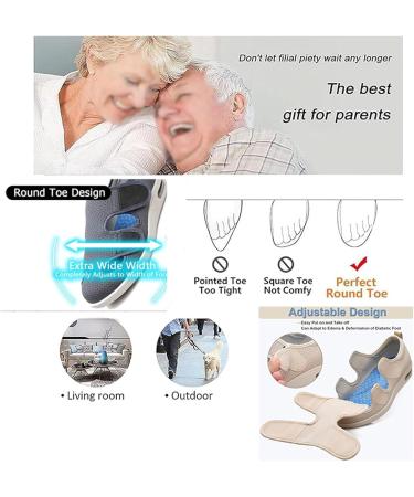 Women's Diabetic Shoes | Breathable Adjustable Non-Slip Air Cushion Shoes for Swollen Feet | Lightweight Comfort for Elderly - Size 9.5 Light Gray - Buy Online on GoSupps.com
