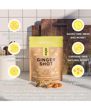 Ginger Shot with Turmeric and Black Pepper Powder Vitamin C and Zinc - 30 Shots - Buy Online on GoSupps.com