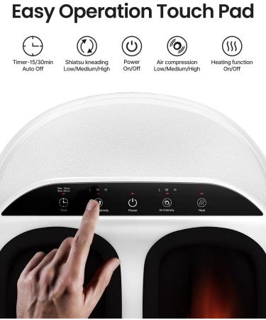 RENPHO Foot Massager Machine with Heat - Gifts for Men and Women - Shiatsu Deep Kneading - Relieves Tired Muscles and Plantar Fasciitis - Fits Feet Up to Men Size 12 - B-white - Buy Online on GoSupps.com