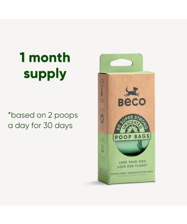 Beco Strong & Large Poop Bags - 60 Bags (4 Rolls of 15) - Unscented - Dispenser Compatible Dog Poo Bags 15 count (Pack of 4) - Buy Online on GoSupps.com