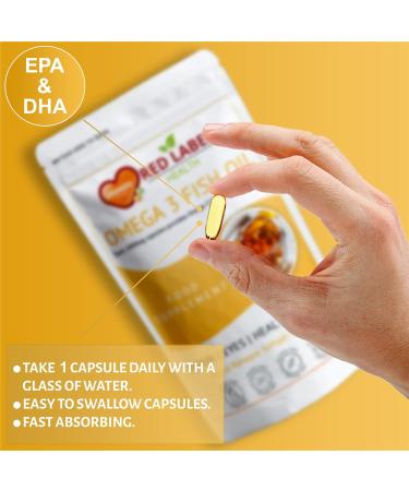 Omega 3 Fish Oil 1000mg 180 Soft Gel Capsules | Double Strength EPA & DHA | Heart & Brain Health Support | 6 Months Supply | Gluten Free | Made in UK - Buy Online on GoSupps.com
