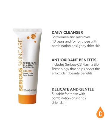 Serious Skincare Serious-C3 Vitamin C Plasma Cleanser | Hydrating Face Wash for Dry & Mature Skin | 12 oz & 4 oz - International Shipping Available - Buy Online on GoSupps.com