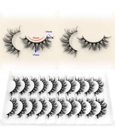 Goseek 3D Fake Mink Eyelashes - 10 Pairs Pack | Handmade Short Cat Eye Lashes for Natural Look and Charming Appeal - Reusable and Wispy Fluffy False Lashes | 14-19mm - Buy Online on GoSupps.com