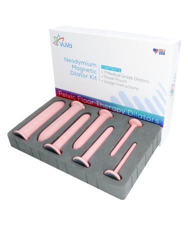 VuVa Full Neodymium Magnetic | 7 Piece Pelvic Support Set - Pink | Made in USA BPA Free | Medical Grade Plastic - Includes Instructions & Discreet Pouch