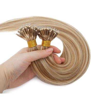 24" Nano Ring Tip Hair Extensions Real Human Hair 50Strands #12/613 Golden Brown&Bleach Blonde (50g) - Buy Online on GoSupps.com