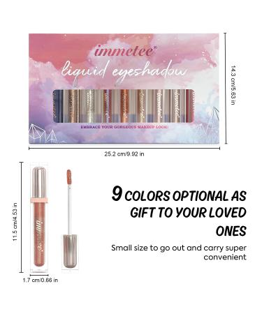 Immetee Glitter Liquid Eyeshadow Set - 9 Colors Shimmer Metallic Eye Shadow Stick Kit | Long Lasting, Waterproof, High Pigmented Eyeliner | Multi-color Set - Buy Online on GoSupps.com