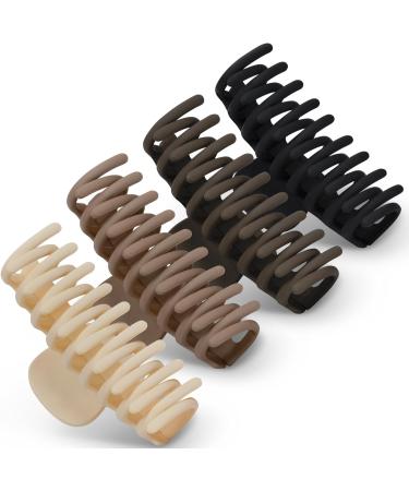 Muted Hair Claw Clips Set for Women and Girls - 4PCS Medium to Big Size Non-Slip Grip in Black, Brown, Beige, and Cream - Buy Online on GoSupps.com
