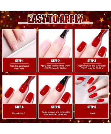 SHOWNAIL 21Pcs Sparkle Red Gel Nail Polish Set - Soak Off, Base Glossy Matte Top Coat, Classic Red Colour - Nail Art Starter Kit 8ml - Buy Online on GoSupps.com