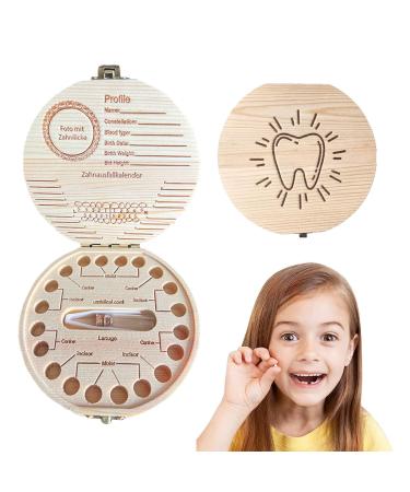 DINGFENG Tooth Holders for Kids Keepsake Baby Teeth Save Box Wooden Tooth Box Tooth Saver Milk Teeth Box Storage Box for Baby Teeth Tooth Box Milk Teeth Wooden Milk Tooth Box Wood Gift