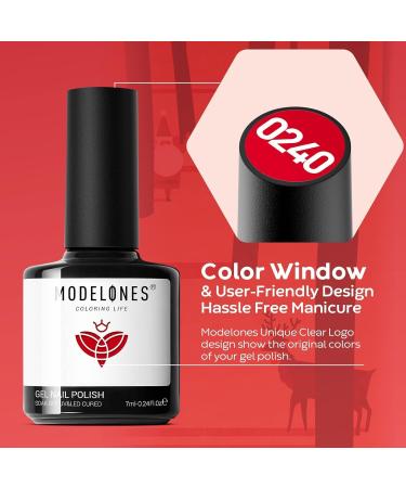 Modelones Red Gel Nail Polish Set - 6 Colors Candy Cane Glitter White Starter Kit - Sparkle Burgundy, Dark Rose, Champagne, Silver - Soak Off Nail Art Manicure DIY - 7 ML - Gifts for Women - Red Velvet, Red, White - Buy Online on GoSupps.com