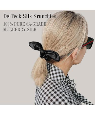 DelTeck 100% Real 25 Momme Silk Hair Scrunchies - Premium Black Silk Scrunchies for Hair Protection and Styling - Set of 3 - Buy Online on GoSupps.com