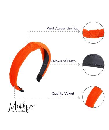 Neon Orange Velvet Knotted Headband for Women - Trendy Hair Accessory - Buy Online on GoSupps.com