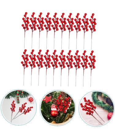 ABOOFAN 50 Pcs Artificial Berry Cuttings Artificial Berry Stems Pick Christmas Tree Decoration Ornaments Christmas Red Berries Branches Artificial Berry Branches Red Fruit Foam Fork - Buy Online on GoSupps.com