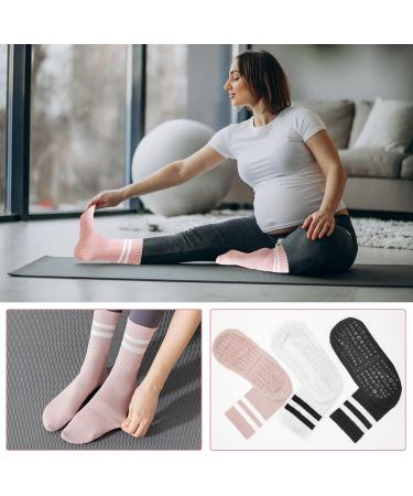 Buy TSHAOUN Slide-Resistant Yoga Socks for Women | Non-Slip Pilates & Fitness Socks - 3 Pairs 3 Colors Sizes 36-38 - Buy Online on GoSupps.com