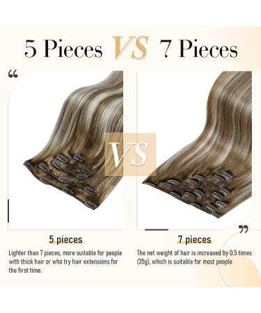 Buy Laavoo Balayage Clip-In Hair Extensions | Real Hair 40cm Ombre Light Brown & Platinum Blonde - 5pcs/70g - Buy Online on GoSupps.com