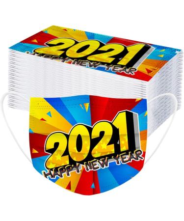 ZQP 50PCS Happy New Year Face_Mask for Women Men 2021 Disposable Breathable 3 Ply Filter Face Protective Balaclava Mouth Dustproof Anti-Droplets Face Scarfs Bandanas for Adults Goodbye 2020 - Buy Online on GoSupps.com