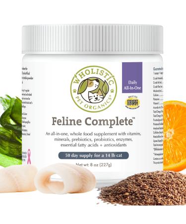 Wholistic Pet Organics Feline Complete: Cat Multivitamins for Total Body Health - Cat Supplement with Vitamins, Minerals, Prebiotics, Probiotics, Antioxidants and More 8 oz - Buy Online on GoSupps.com