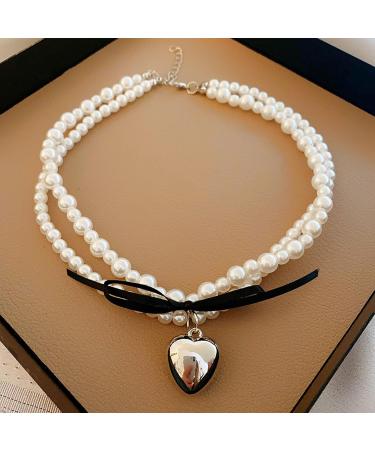 Oralgo's Exquisite Heart Fans Necklace - Elegant Jewelry with Imitation Pearls for Women | Stylish Collarbone Chain - Buy Online on GoSupps.com