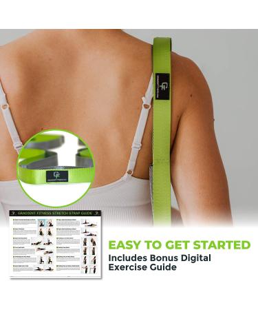 Gradient Fitness 12 Loop Stretching Strap 8ft with Neoprene Handles - Physical Therapy & Yoga Equipment for Leg Stretching - Green/Gray - Buy Online on GoSupps.com