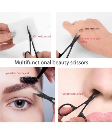 Stainless Steel Shaving Scissors Set for Men and Women - 2pcs Pointed & Round Nose Hair Makeup Tools, Ideal for Home and Salon Use (Black) - Buy Online on GoSupps.com