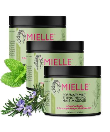 P-Beauty Rosemary & Mint Strengthening Hair Mask 3x340g Hair Growth Care | For Damaged Straight & Curly Hair Reduces Hair Loss Moisturizing Mask