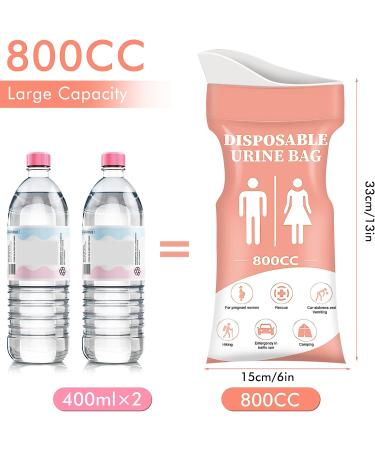 DIBBATU Disposable Urinal Bag 12/24 Pcs 800ML - Portable Unisex Urine Bag for Camping, Travel, Traffic Jams - Pink (12 Pack) - Buy Online on GoSupps.com
