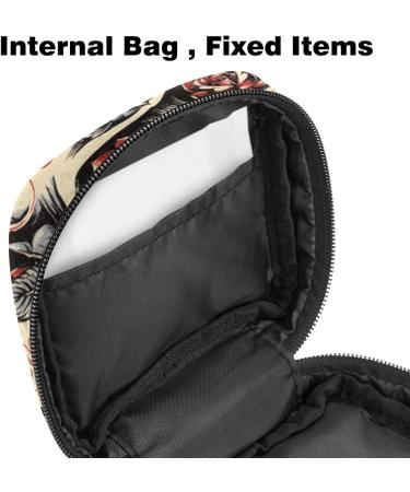 Rosen Sugar Skull Menstrual Pad Bag | Stylish Sanitary Napkin Storage for Teens & Women | Zipper Pocket for Menstrual Cups - Buy Online on GoSupps.com