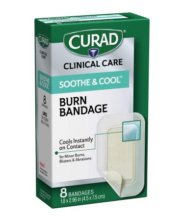 Curad Soothe & Cool Burn Bandages Instant Cooling Relief 1.8 x 2.96 8 Count 1.8x2.96 Inch (Pack of 8)