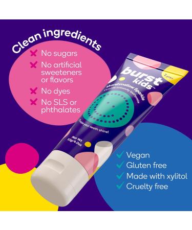 BURST Bubblegum Bonanza Kids Toothpaste with Fluoride (4oz) | Great Tasting | Flavored for Children & Toddlers | Anticavity | Dye Free & Vegan | Safe for Kids Ages 2+ Bubblegum Fluoride - Buy Online on GoSupps.com