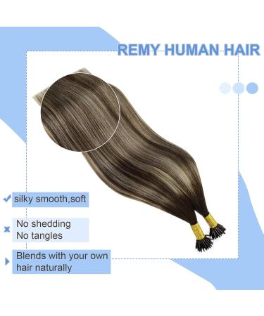 Youngsee Nanoring Extensions | 45cm Dark Brown Ombre Ashblond Real Hair Balayage | Premium Nano Tip Remy Extensions | 50g - Buy Online on GoSupps.com