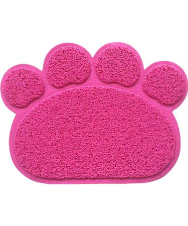 Cat Litter Mat Non-slip Pet Paw Shape Mat Pet Dog Cat Puppy Kitten Dish Bowl Food Water Placemat Mat 30 * 40cm (Pink)