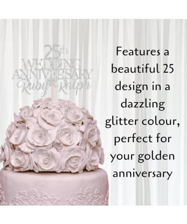 25th Silver Custom Wedding Anniversary with Both Names. Any years any Names Personalised Cake Topper Glitter Card 40th Wedding Anniversary Ruby wedding Anniversary (GLITTER SILVER) - Buy Online on GoSupps.com