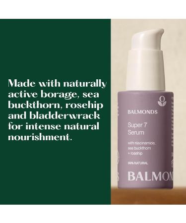Balmonds Super 7 Serum - 99% Natural Facial Serum with Seven Hero Ingredients for Skin Health & Resilience Ideal for Dry and Sensitive Skin 30 ml - Buy Online on GoSupps.com