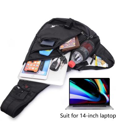 JSding Waterproof Triangular Backpack - Large Capacity 14 Laptop Shoulder Bag for Men & Women | Ideal for Sports Leisure & Hiking - Black - Buy Online on GoSupps.com